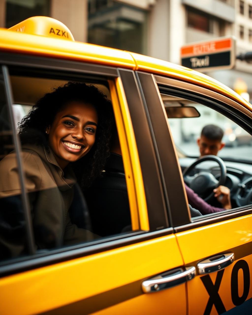 Happy passenger riding in a CityRide Melbourne taxi